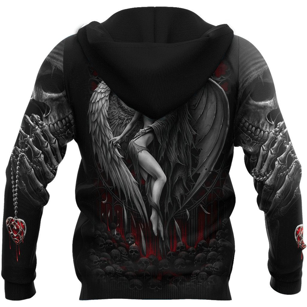 Reaper Skull Angel And Demon 3D All Over Printed Autumn Men Hoodies Unisex Casual Zip Pullover Streetwear sudadera