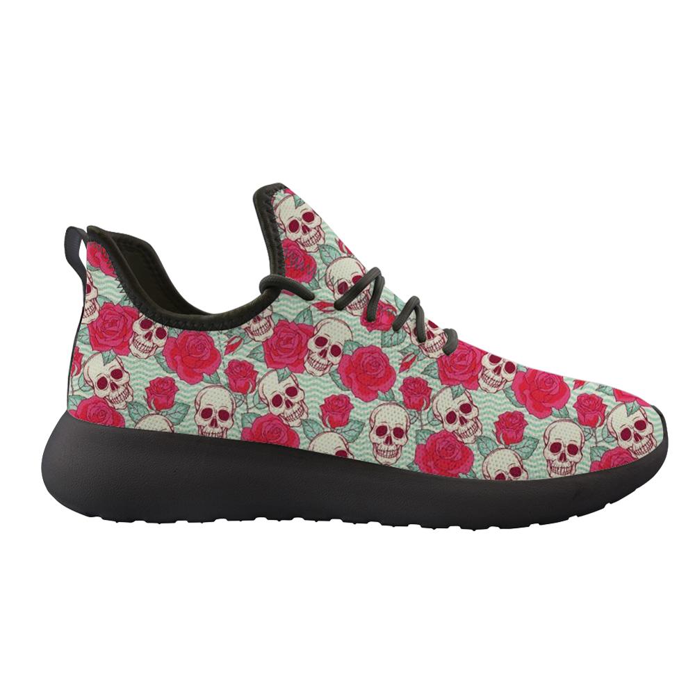 Zapatos Mujer Suger Skull Printing Knitting Sneakers Women Flat Shoes
