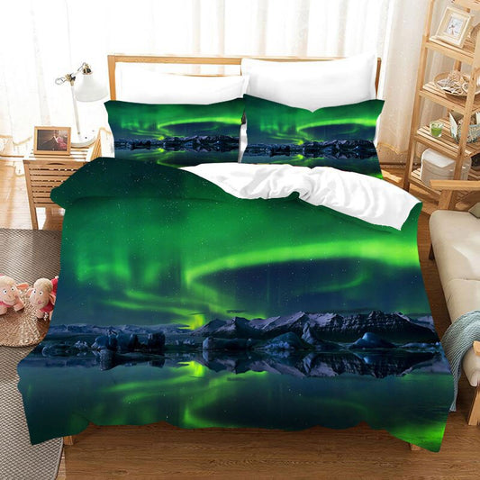 Aurora Three-piece Set 3D Digital Four-piece Set Beddings Quilt Cover