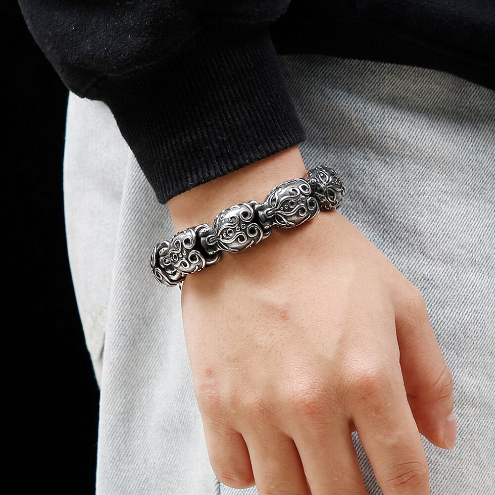 Gothic Skull Bracelets For Men Stainless Steel 3D Skeleton Chain