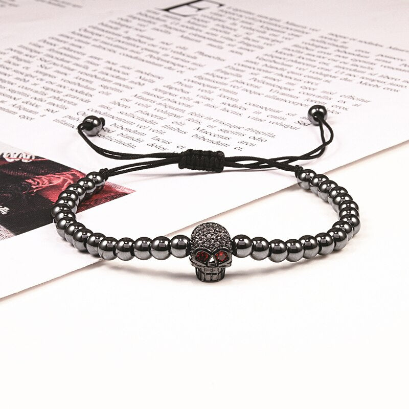Charm Skull Head Copper Beads Bracelets Handmade