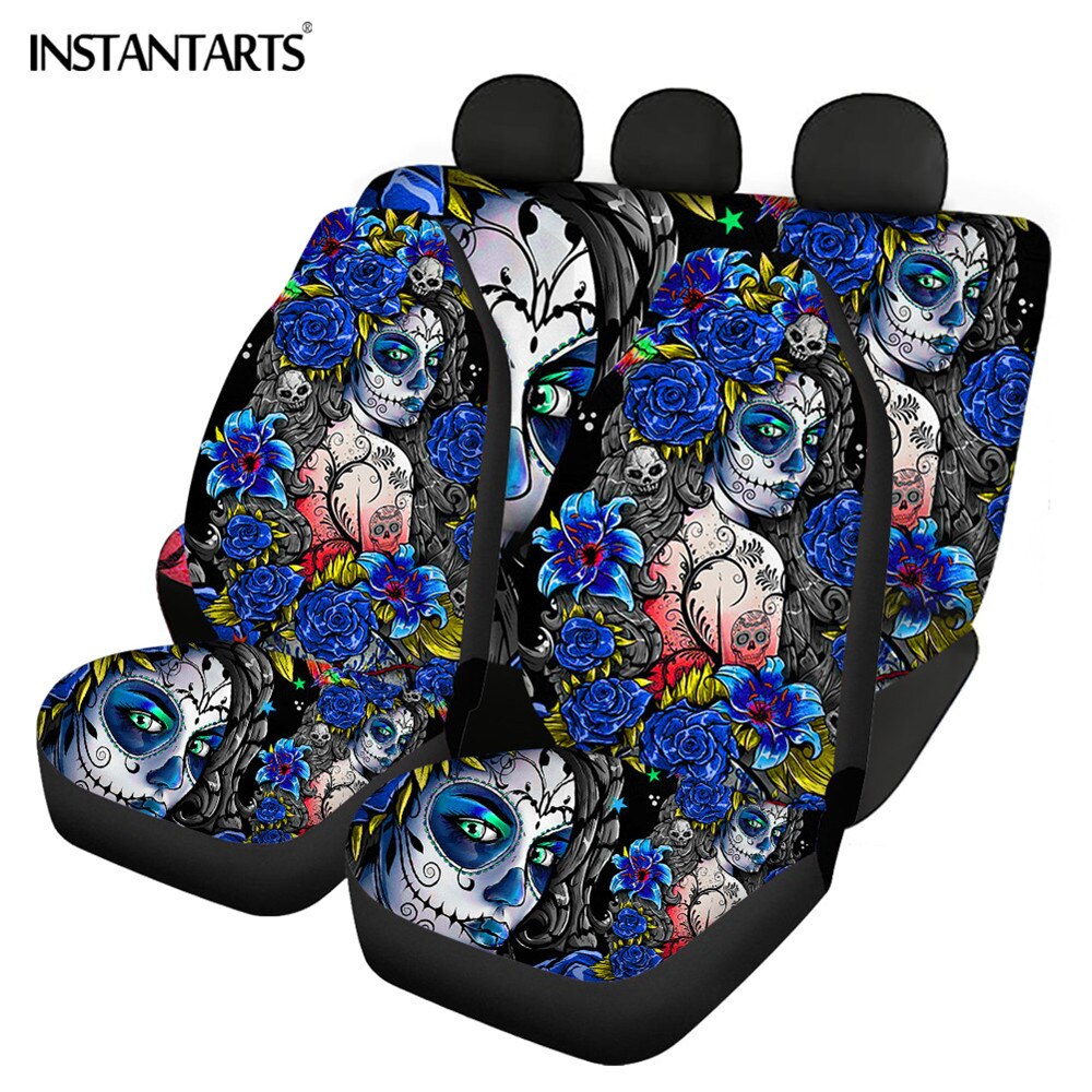 Day of the Dead Sugar Skull Design Easy Clean Car Interior Protector Car Seat Covers