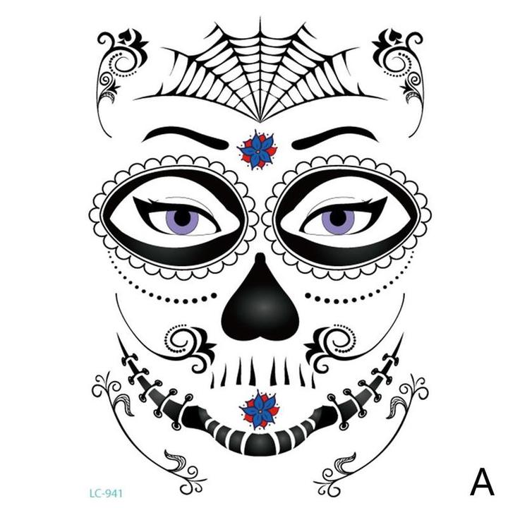 Waterproof Temporary Tattoo Sticker Party Decoration Sugar skull Mask