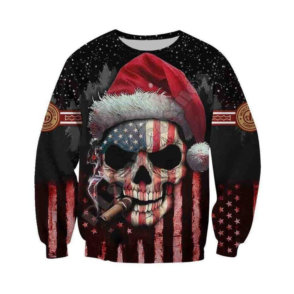 Christmas Santa Claus Skull Unisex Streetwear Casual Hoodies/Sweatshirt/Jacket