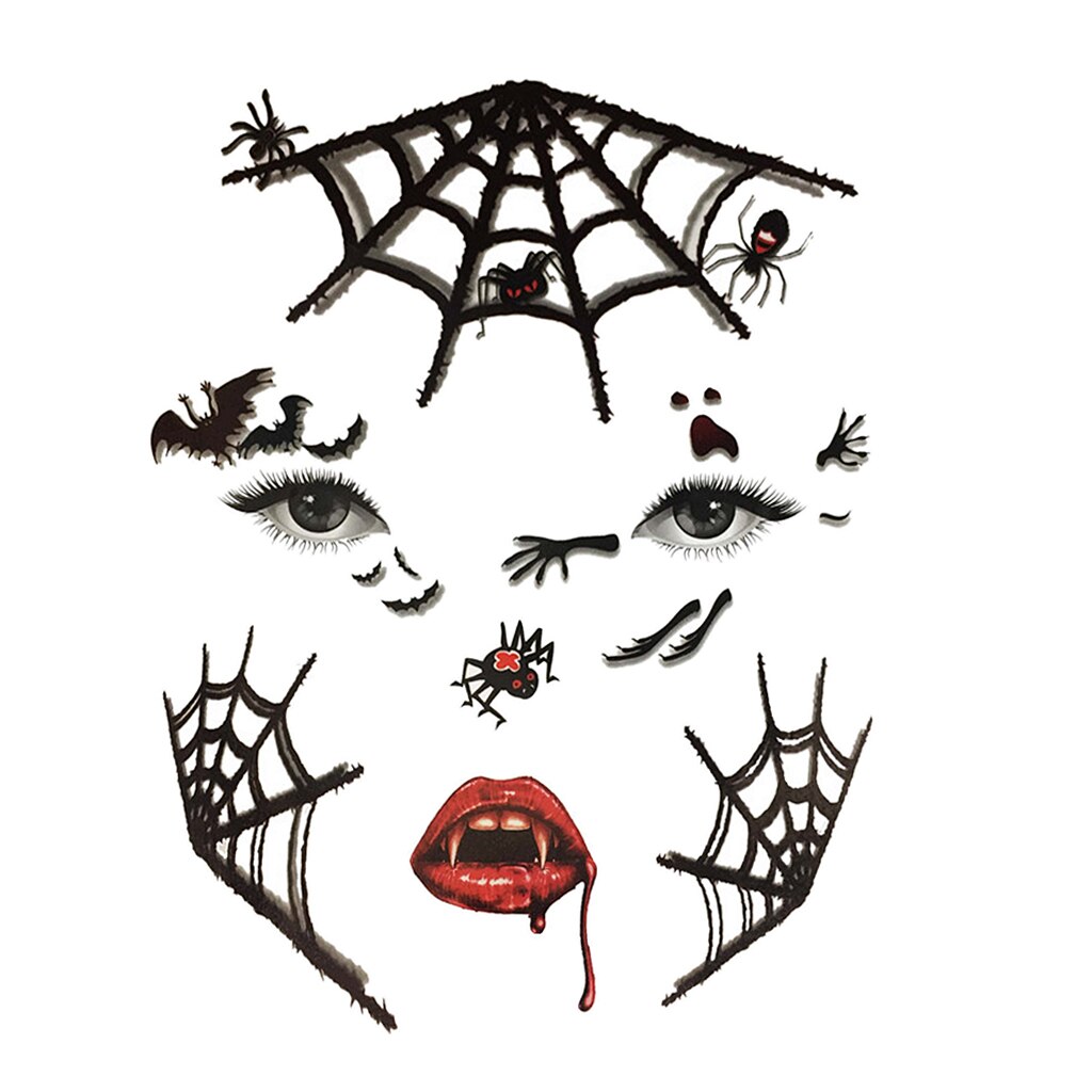 Day of Dead Sugar Skull Temporary Face Tattoo Costume Halloween Stickers