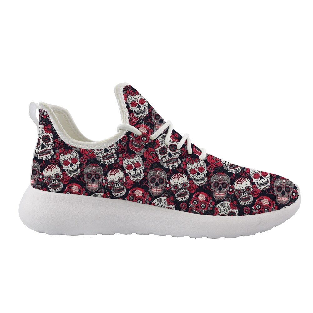 Zapatos Mujer Suger Skull Printing Knitting Sneakers Women Flat Shoes