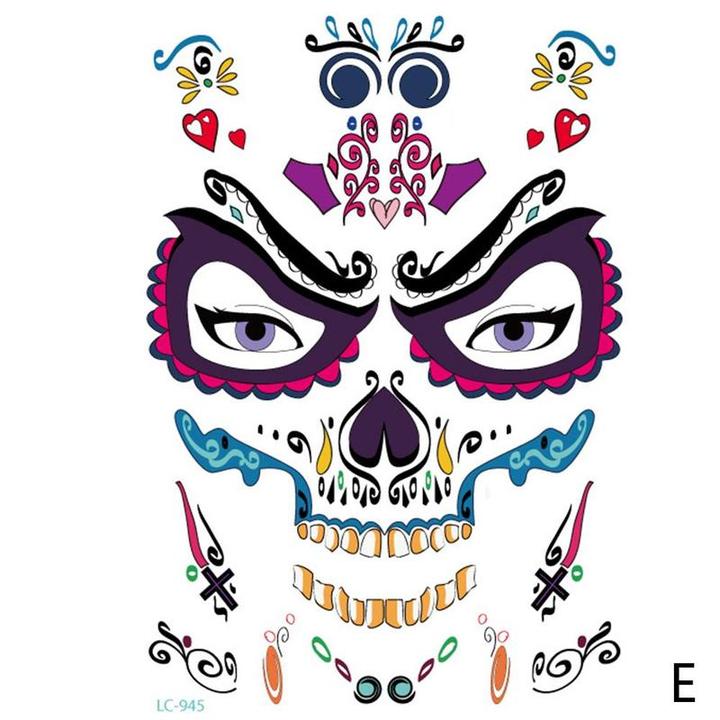 Waterproof Temporary Tattoo Sticker Party Decoration Sugar skull Mask