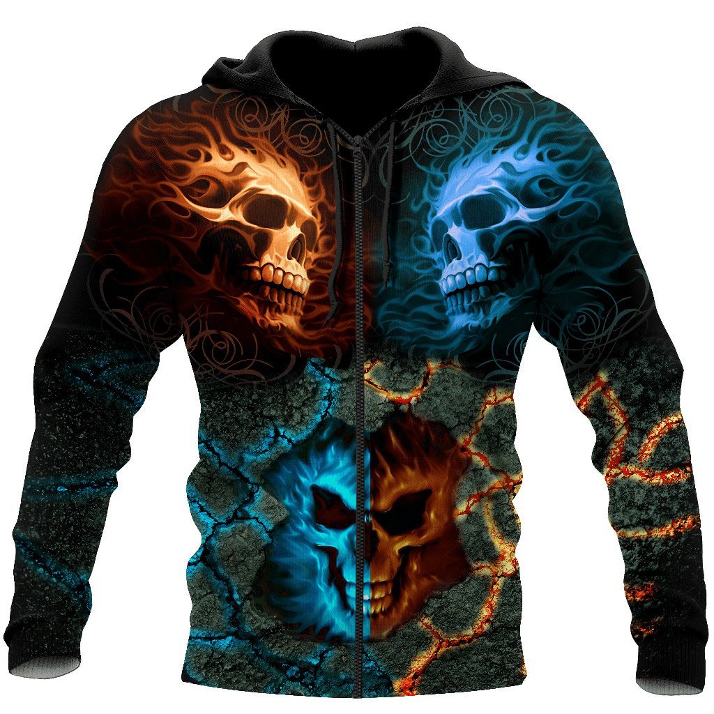 Skull Angel And Demon 3D All Over Printed Autumn Men Hoodies Unisex Casual Zip Pullover