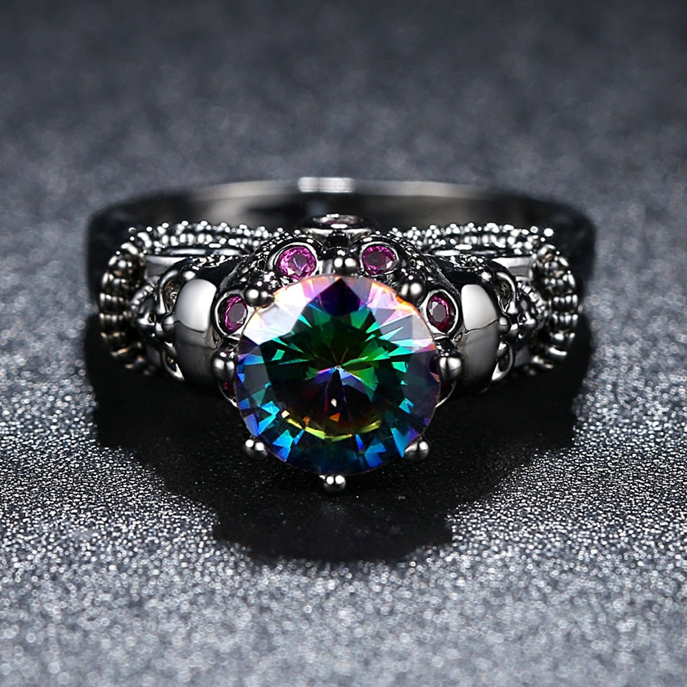 Hip Hop Trend Punk Style Black Non-mainstream Cubic Zircon Rings