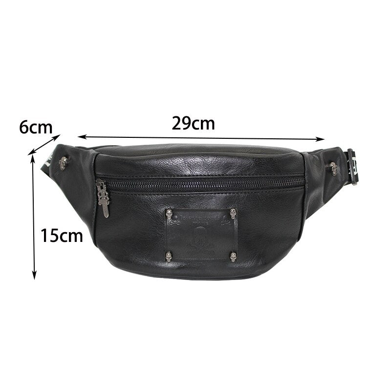 Chest Bag For Men Leather Skull Belt Bags Women