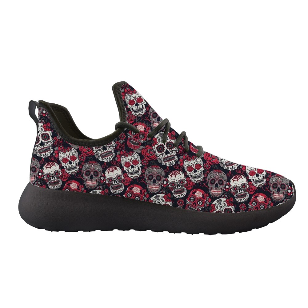 Zapatos Mujer Suger Skull Printing Knitting Sneakers Women Flat Shoes