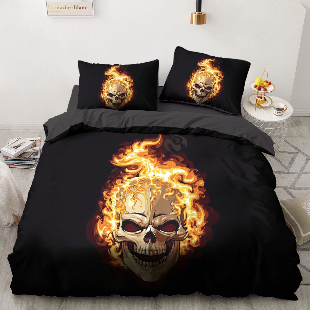Simple Bedding Sets 3D Rock Skull Duvet Quilt Cover