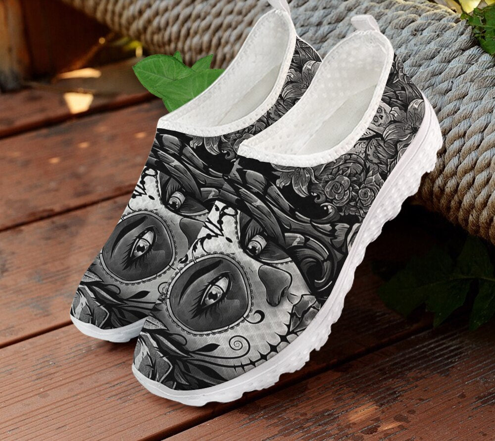 Flats Women Sneakers Casual Summer Skull