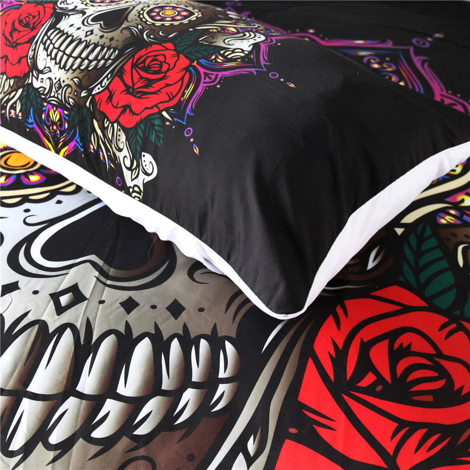 Sugar Skull Bedding Set 3pcs