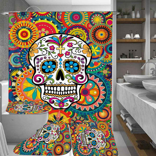 Halloween Skull bathroom curtain Waterproof Shower Curtain Set