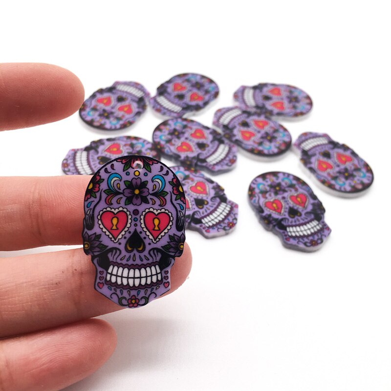 10pcs Charms Sugar Skull Halloween Charms for Jewelry Making