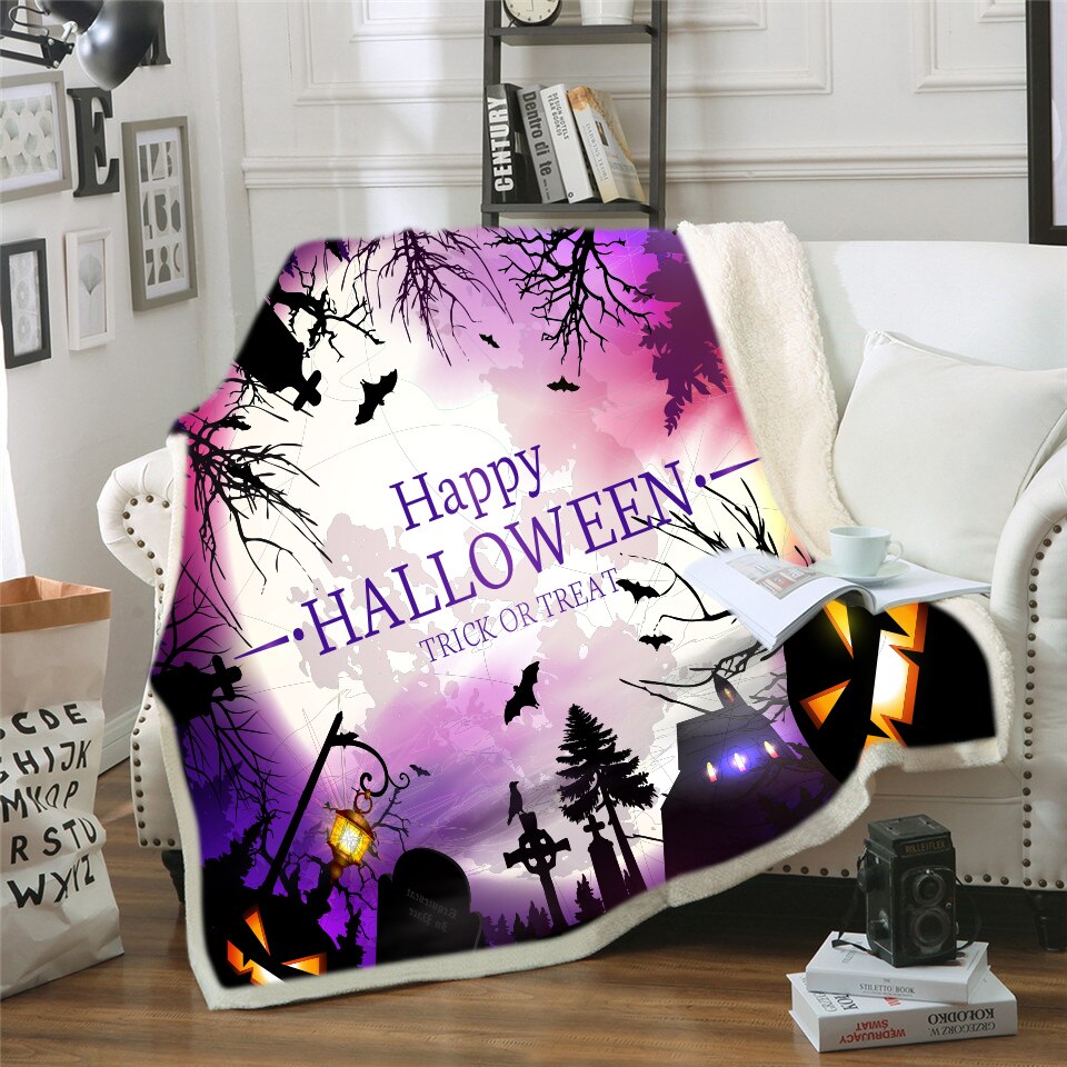 Girls Throw Blanket Grunge Halloween Lady with Sugar Skull Make Up Creepy