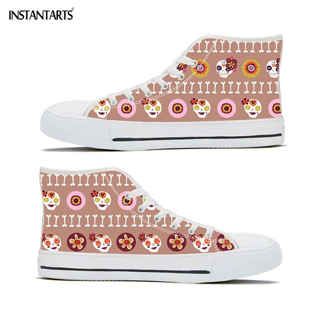 Skull In Rose Design Women Shoes Casual Autumn Spring High