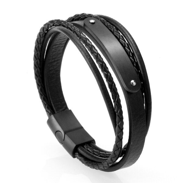 Mcllroy Genuine Leather Bracelet Men Homme Multi-layer Gold/steel/Black