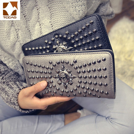 Women wallet Patchwork Rivet leather wallet women's clutch purse