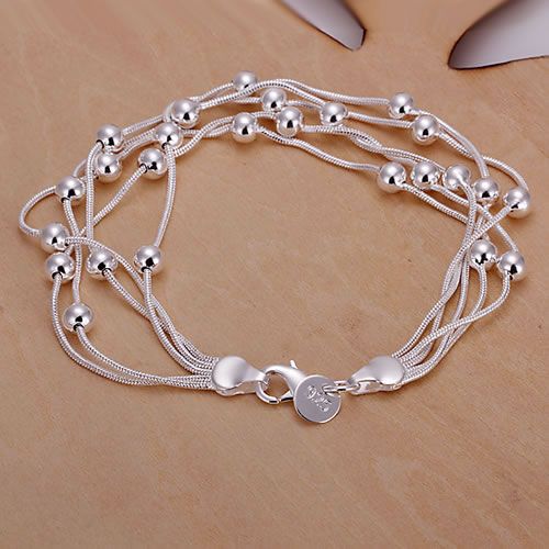 925 silver bracelet, 925 silver fashion jewelry Five Line Gloss Ball Bracelet /aztajraa awhajnoa