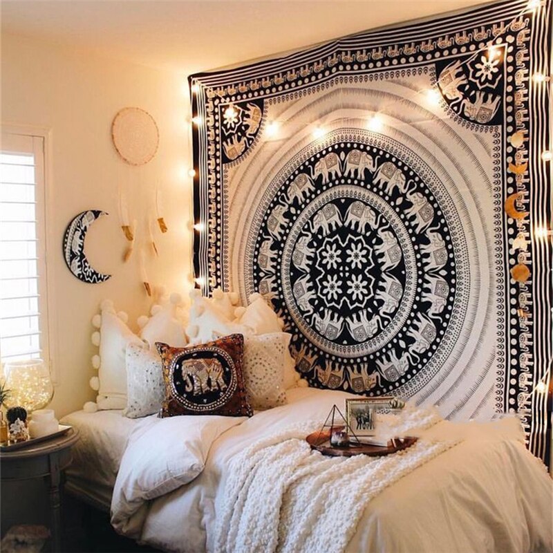 Skull King Meditating In Flowers Moon Tapestry Mandala Carpet
