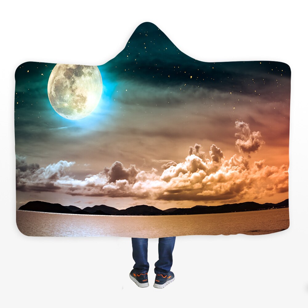 3D Halloween Skull Print Hooded Blanket Comfortable Soft Blanket