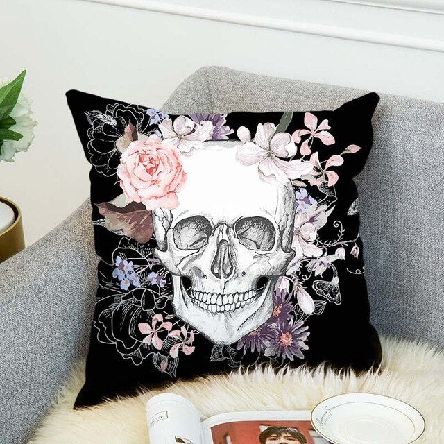 3D Printed Sugar Skull Cover Polyester Cushion Cover Home Bedroom Hotel Car Decoration