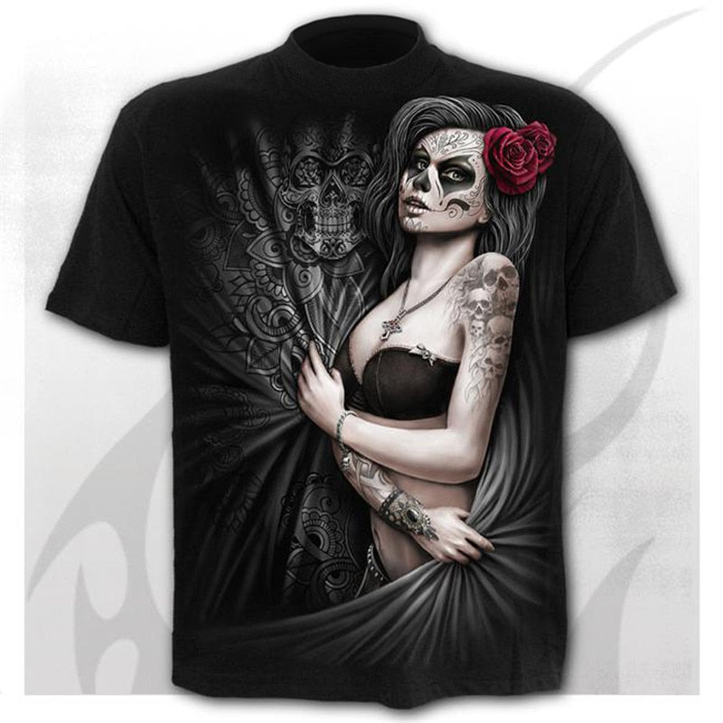 Sugar Skull T Shirts Fashion Short Sleeve Ghost Rider Cool T-shirt 3D Print