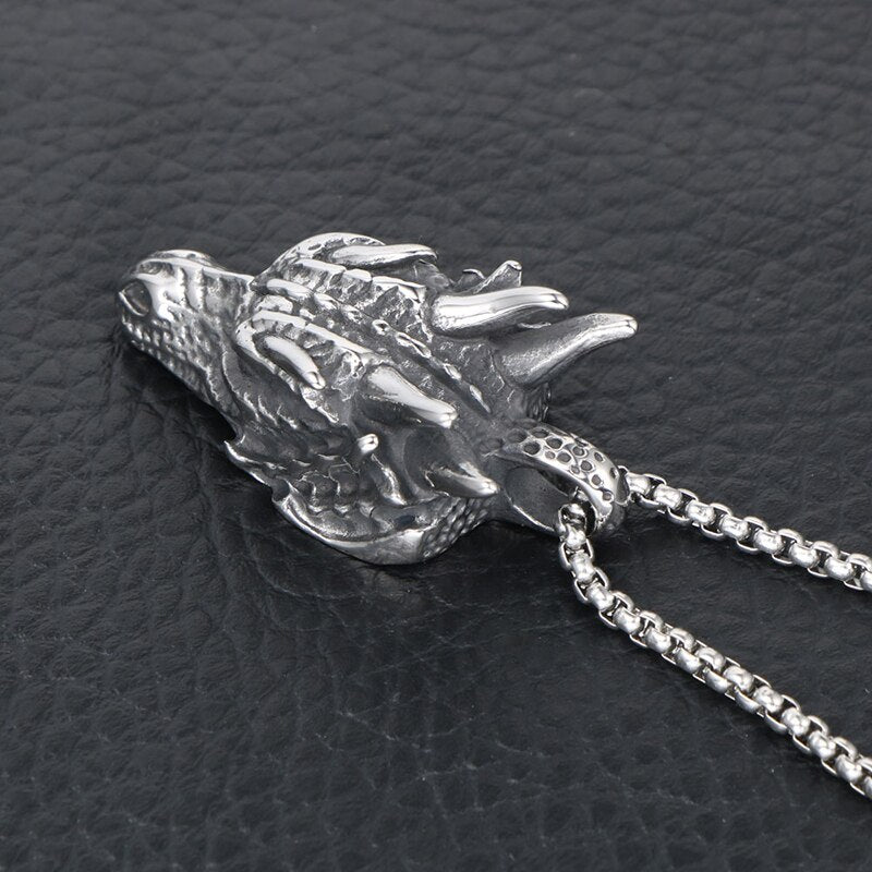 Dragon Pendant Necklaces Titanium Steel Jewelry Animal Head Necklace