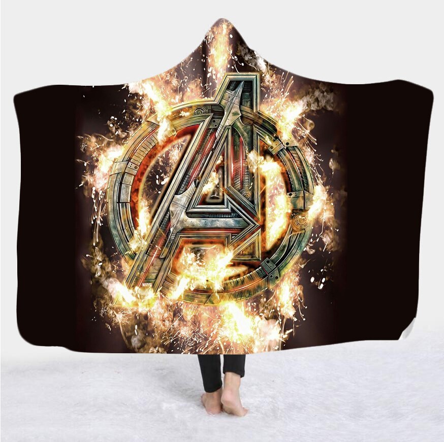 movie Avenger 3D Print Plush Throw hooded Blanket Sherpa Fleece Bedspread Blanket