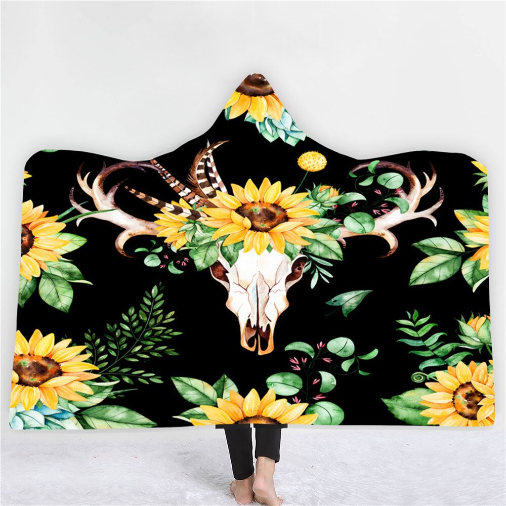 Sheep Head Skull Hood Blanket Hat Blanket Super Soft Cozy Velvet