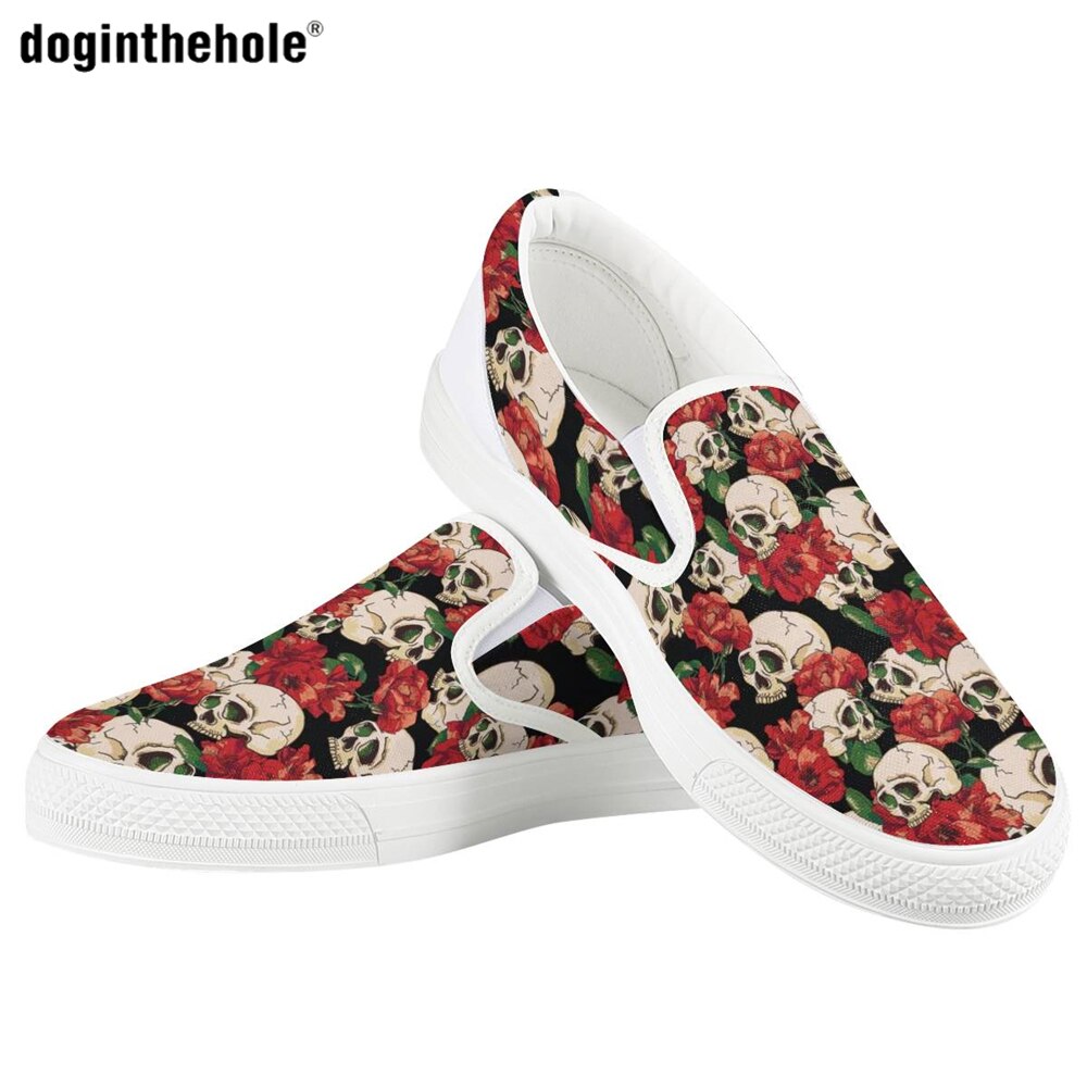 Women Flat Loafers Sugar Skull Printed Shoes for Women's Casual Round