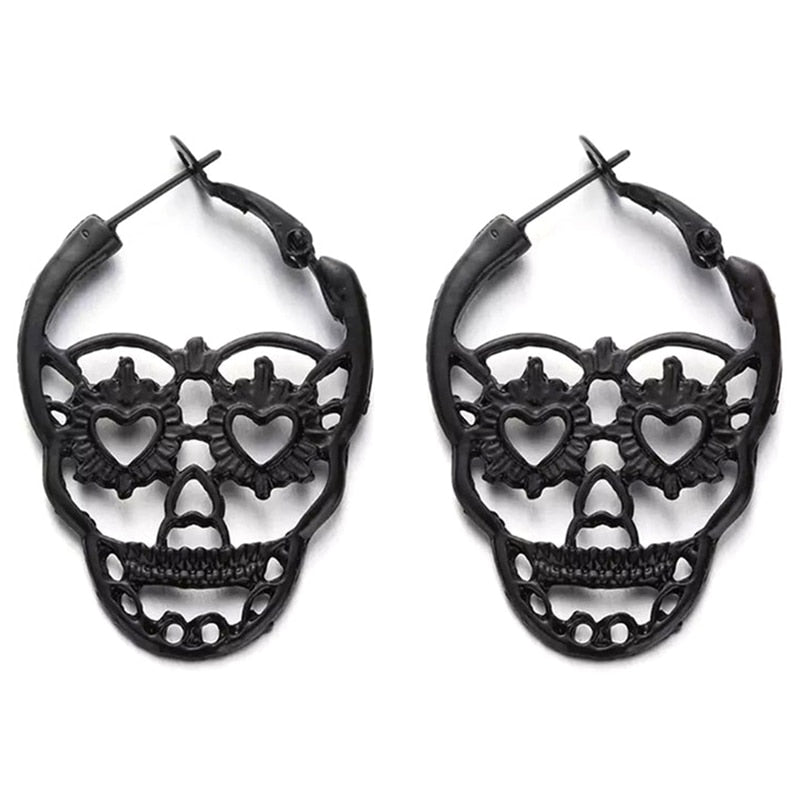 Vintage Punk Gothic Skull Earrings Textured STextured Kull Bones Earrings