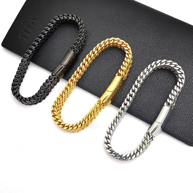 gold chain on hand men bracelets on hand stainless steel