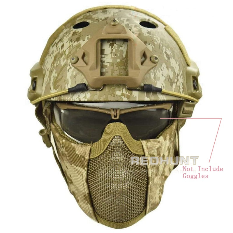 Tactical Helmet Mask Cs Airsoft Paintball Army War Game Motorcycle Hunting Solid Color Fast Helmet