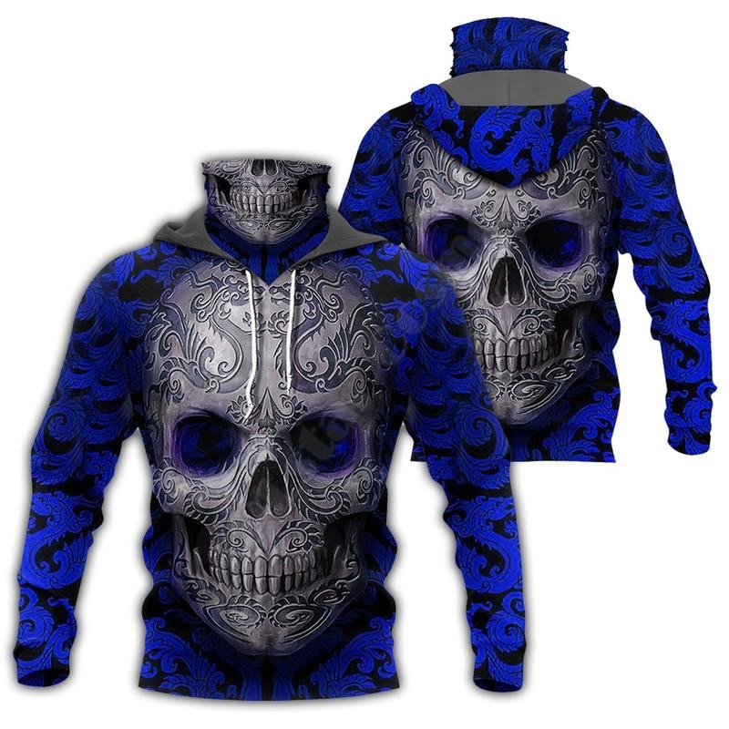 Sugar Skull 3D Printed Hoodies Sweatshirt Casual Pullover Hoodie Mask Warm