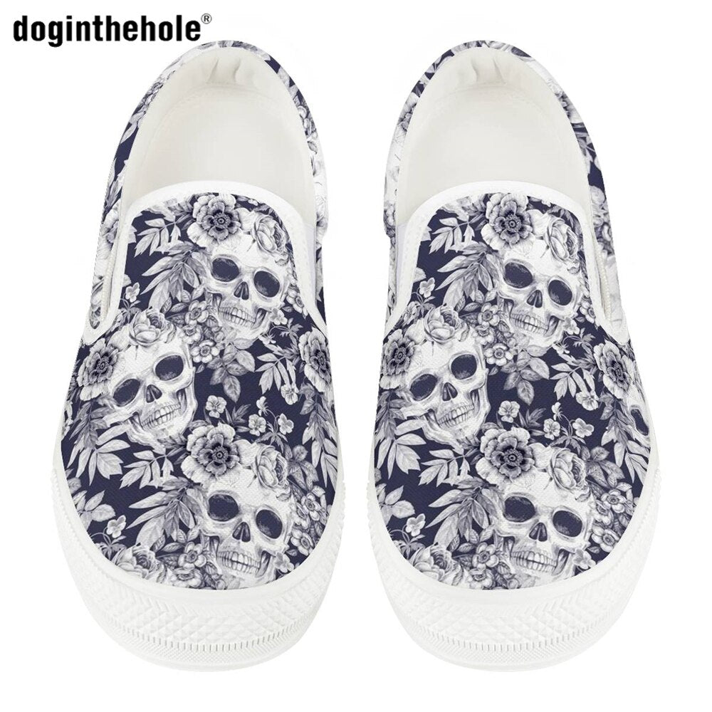 Women Flat Loafers Sugar Skull Printed Shoes for Women's Casual Round
