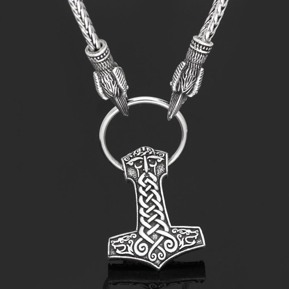 Norse Viking Raven Pendant Cord Odin's Ravens Of Thor's Hammer