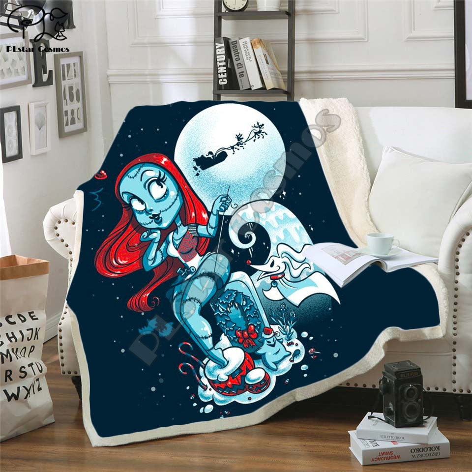 The Nightmare Before Christmas Jack Skull Sherpa Blanket Plush Velvet
