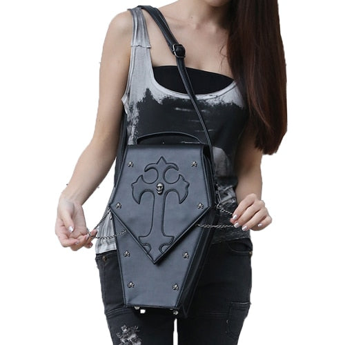 Skull Cross Shoulder Bags Gothic Women Cosplay Handbags
