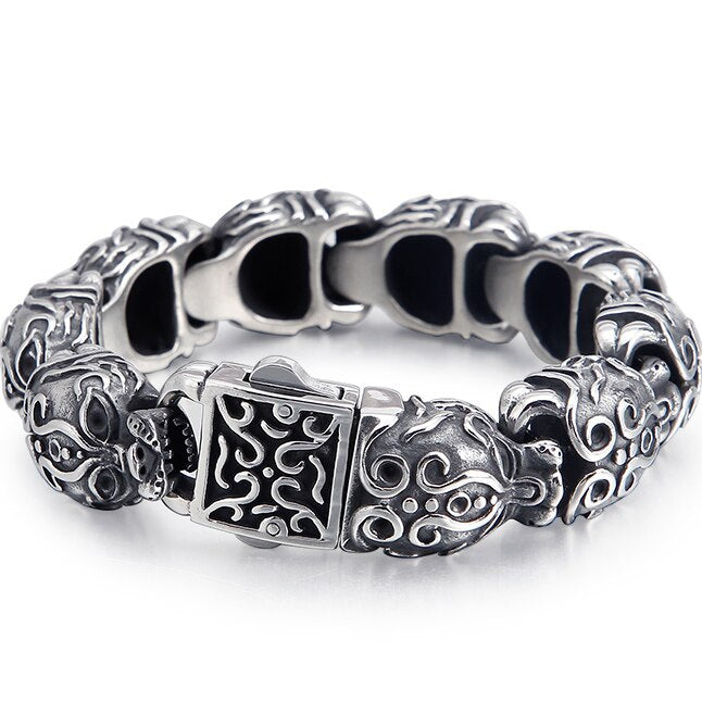 Gothic Skull Bracelets For Men Stainless Steel 3D Skeleton Chain