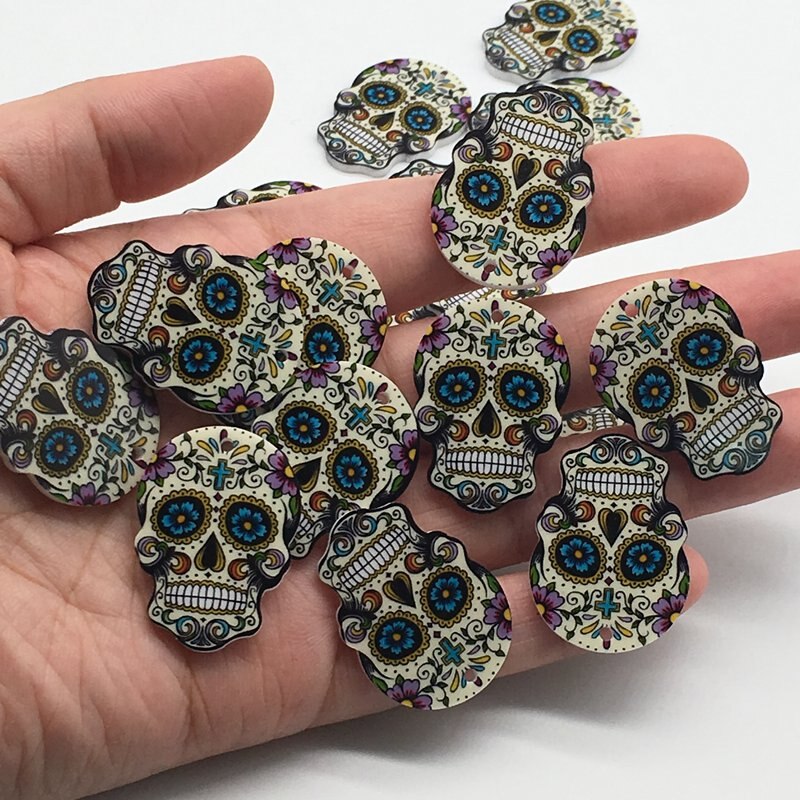 10pcs Charms Sugar Skull Halloween Charms for Jewelry Making