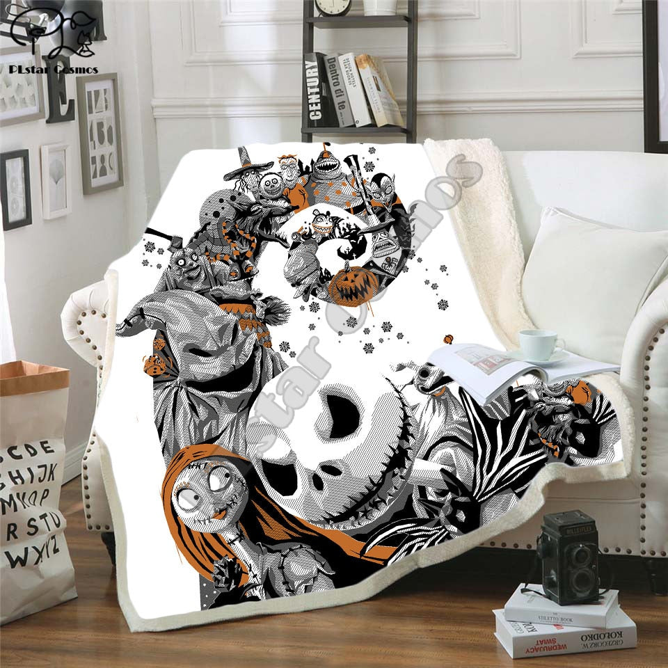 The Nightmare Before Christmas Jack Skull Sherpa Blanket Plush Velvet