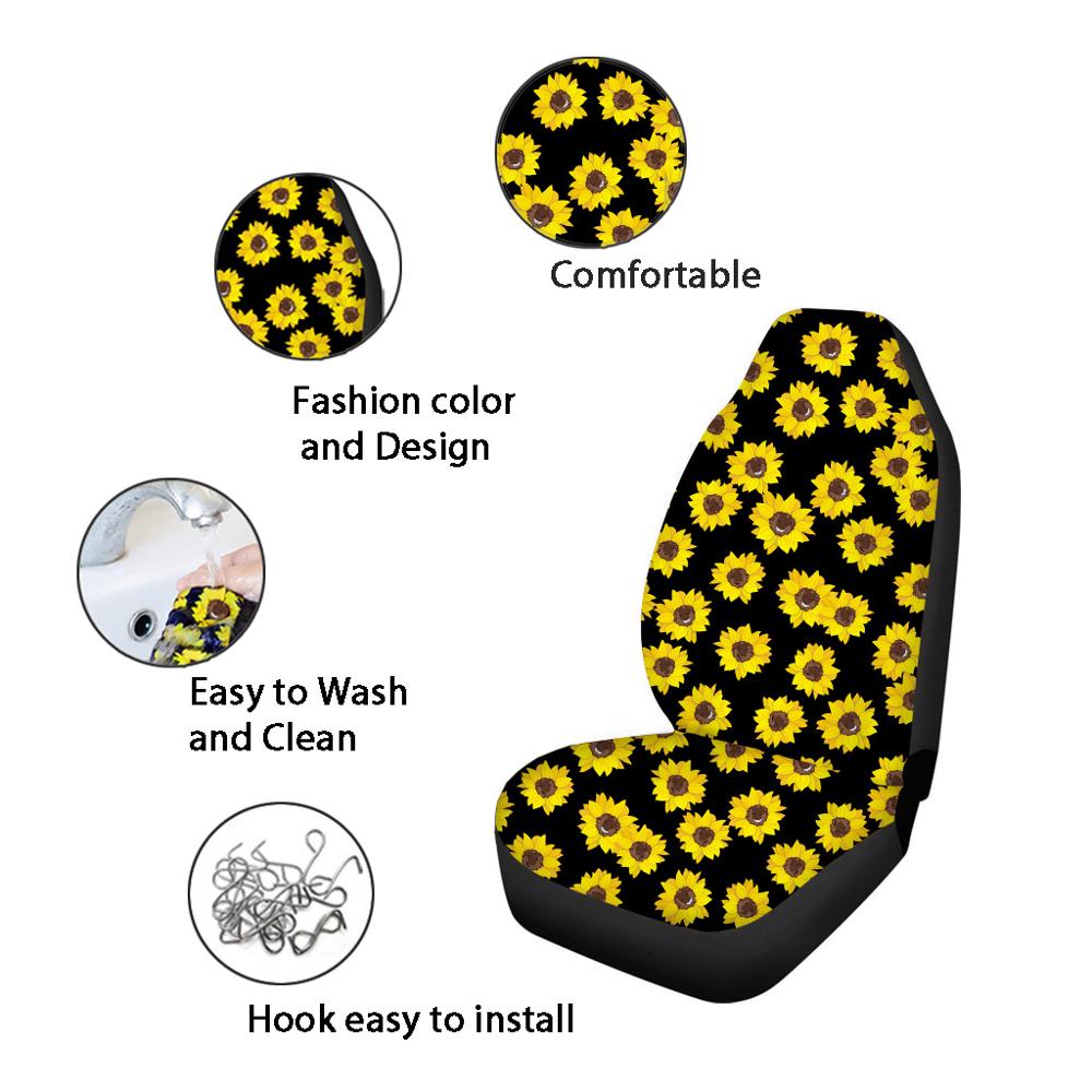 Fashion Sugar Skull Pattern Comfortable Car Seat Covers for Women Set of 2 Slip-Resistant Car Interior Seat Covers
