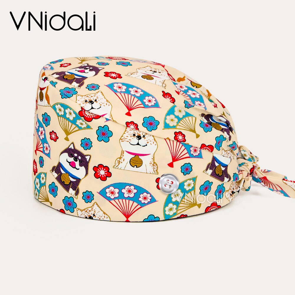 Sugar Skull printing hats adjustable scrub hat beauty salon working cap laboratory pet shop nursing scrubs cap