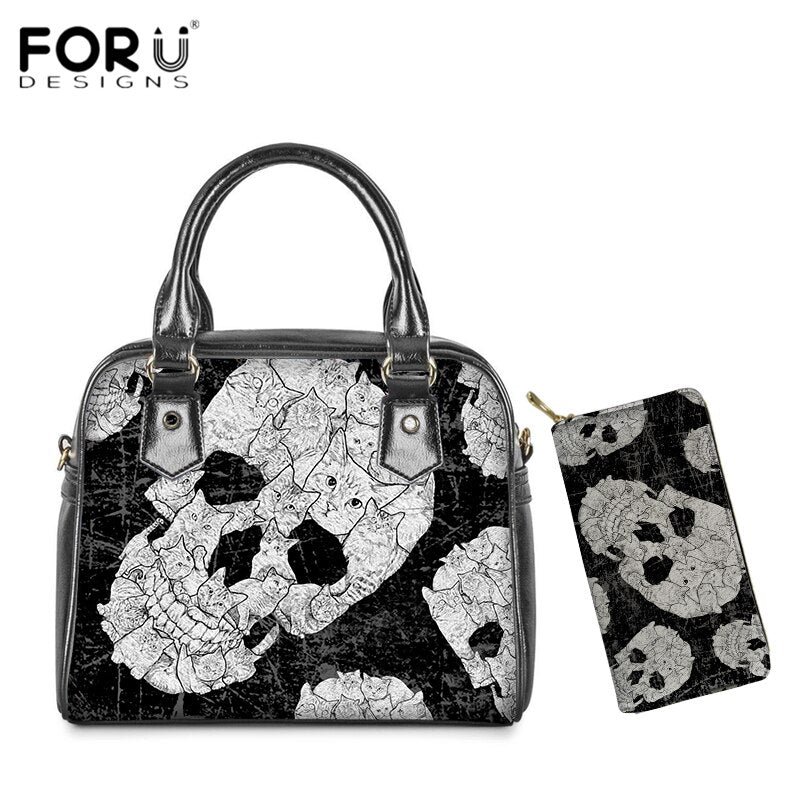 3D Gothic Skull Pattern Handbags Luxury Design Leather Crossbody Bags