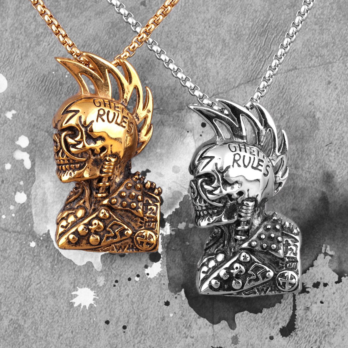 Gothic Rules Skull Punk Rock Hiphop Men Necklaces