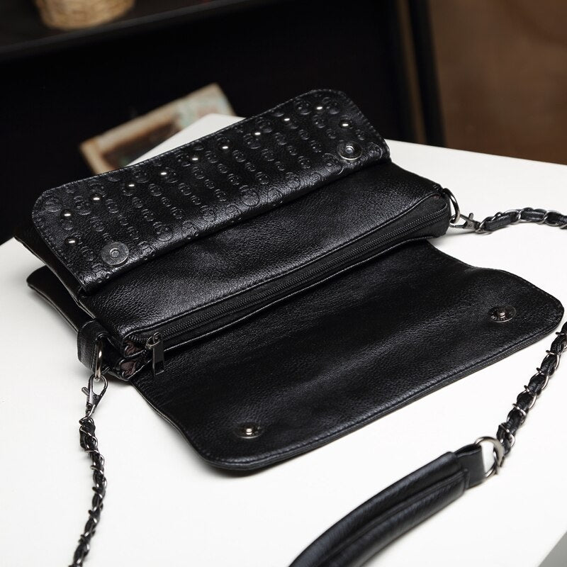 England Style Skull Women Crossbody Bag Leather Small Skull