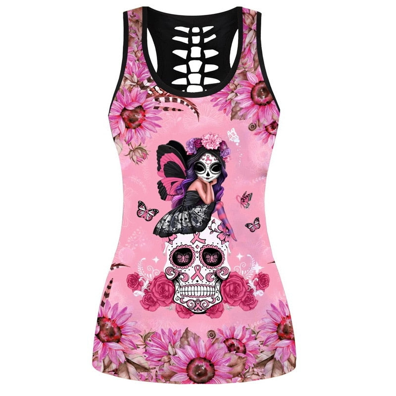 Set 2 pcs sugar skull leggings & tank tops